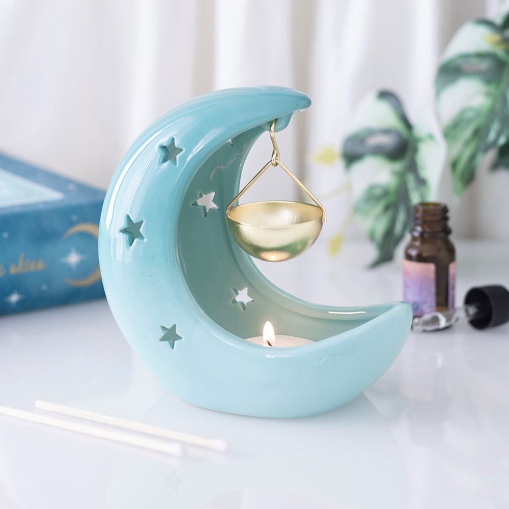 Something Different - Blue Pastel Crescent Moon Hanging Oil burner - Blue